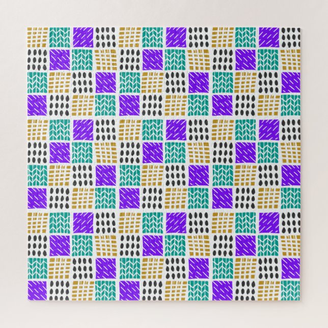 Colourful Geometric Abstract Squares Pattern Jigsaw Puzzle (Vertical)