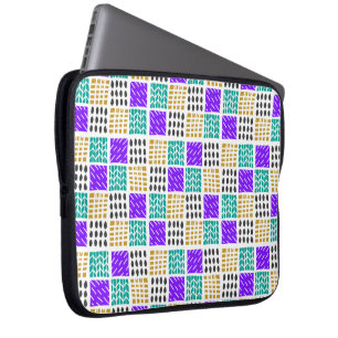 Colourful Geometric Abstract Squares Pattern Laptop Sleeve