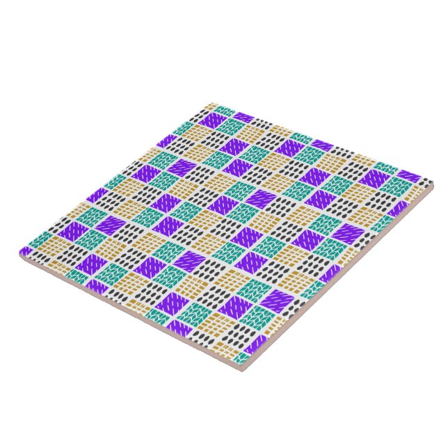 Colourful Geometric Abstract Squares Pattern Tile (Side)
