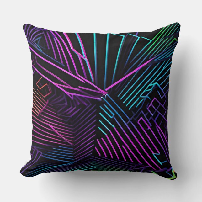 Colourful Geometric Abstract Throw Pillow (Front)