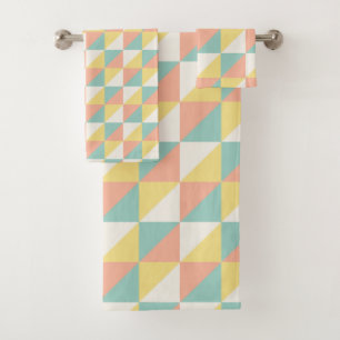 Colourful Geometric Abstract Triangle Modern Bath Towel Set