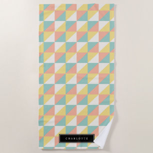 Colourful Geometric Abstract Triangle Modern Beach Towel