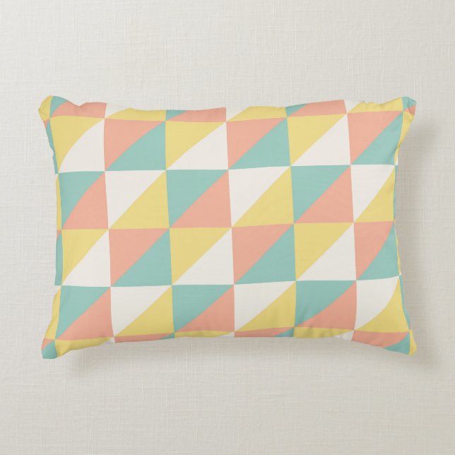 Colourful Geometric Abstract Triangle Pattern Accent Pillow (Front)