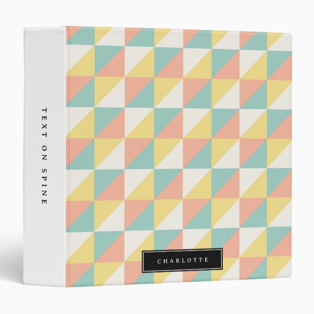 Colourful Geometric Abstract Triangle Pattern Name Binder (Front/Spine)