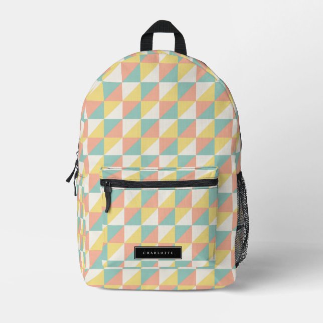 Colourful Geometric Abstract Triangle Pattern  Printed Backpack (Front)