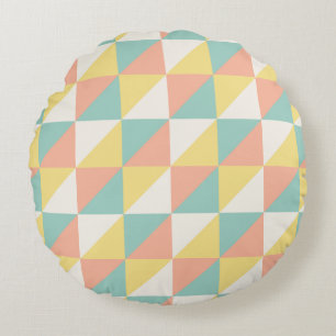 Colourful Geometric Abstract Triangle Pattern Round Pillow