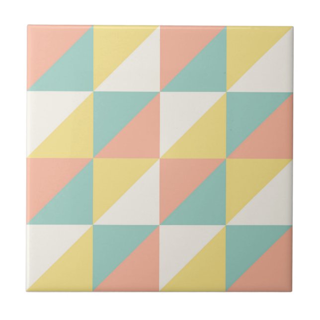 Colourful Geometric Abstract Triangle Pattern Tile (Front)