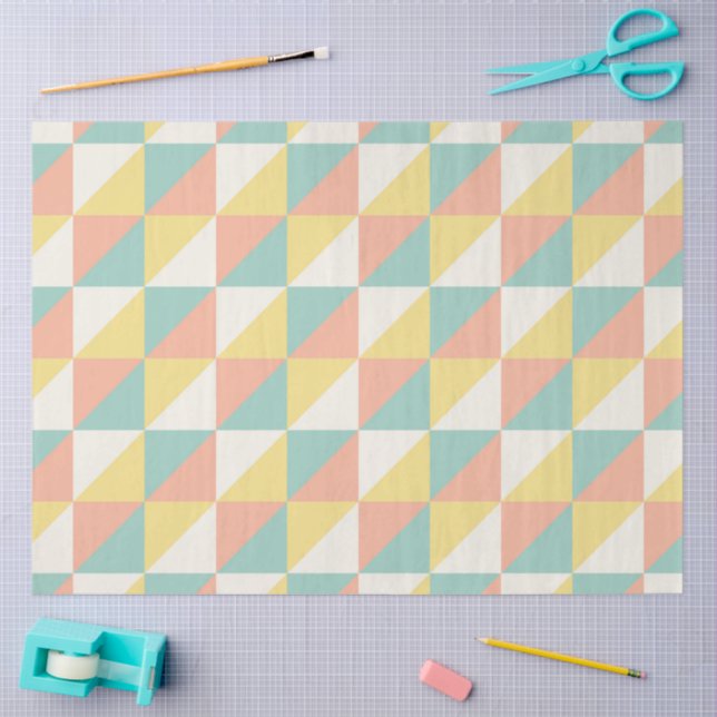 Colourful Geometric Abstract Triangle Pattern Tissue Paper (Craft)