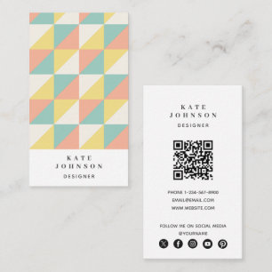 Colourful Geometric Abstract Triangle QR Code Business Card