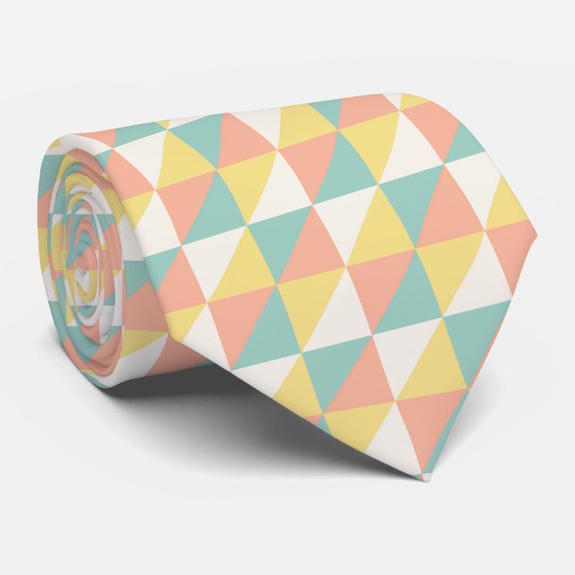 Colourful Geometric Abstract Triangles Pattern Tie (Rolled)