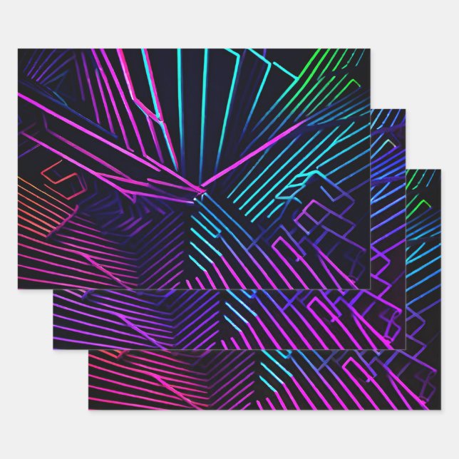 Colourful Geometric Abstract Wrapping Paper Sheet (Set)