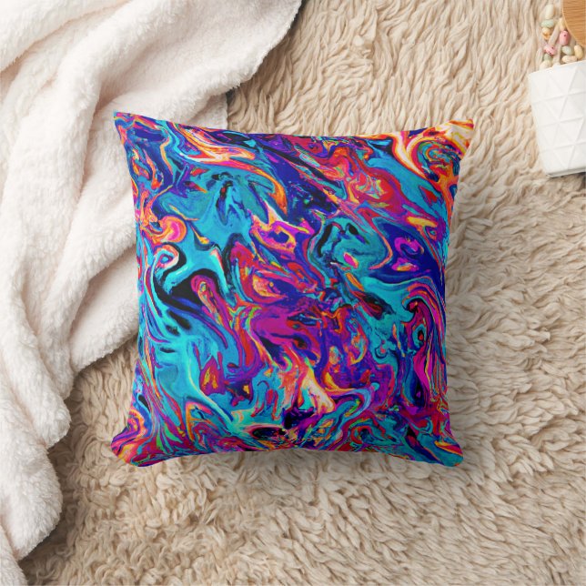 Colourful Geometric Abstractions Pattern Throw Pillow (Blanket)