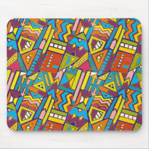 Colourful Geometric African Tribal Pattern Mouse Pad