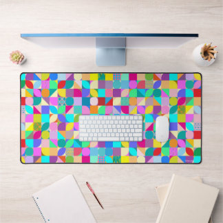 Colourful Geometric Art, Fun Modern Trendy Desk Mat
