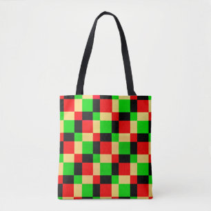Colourful Geometric Block Squares Art Tote Bag