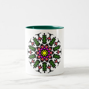 Colourful Geometric Bloom Two-Tone Coffee Mug