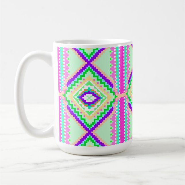 Colourful Geometric Boho Pattern Coffee Mug (Left)