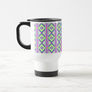 Colourful Geometric Boho Pixel Art Travel Mug