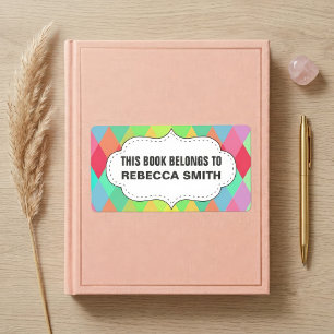 Colourful Geometric Book Label   Bookplate Labels