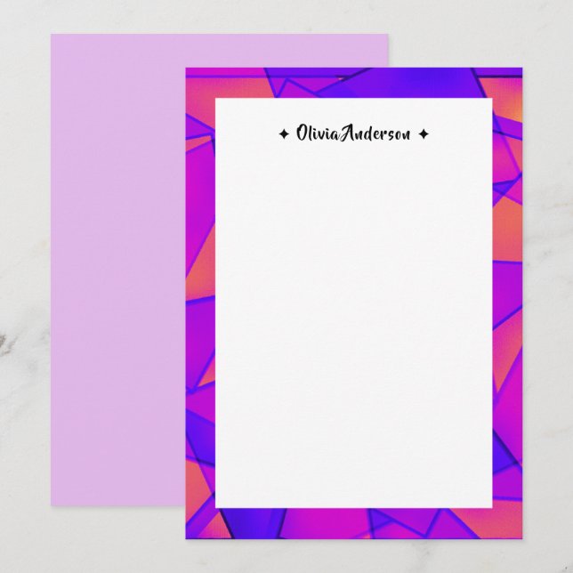 Colourful Geometric Border Personalized Name Note Thank You Card (Front/Back)
