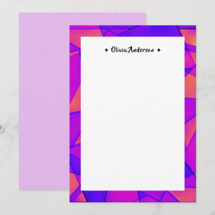 Colourful Geometric Border Personalized Name Note Thank You Card