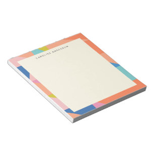 Colourful Geometric Border Personalized Name  Notepad