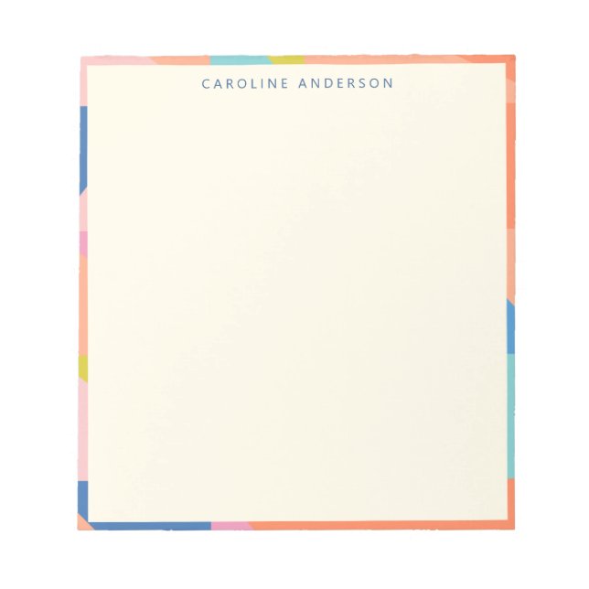 Colourful Geometric Border Personalized Name  Notepad (Front)