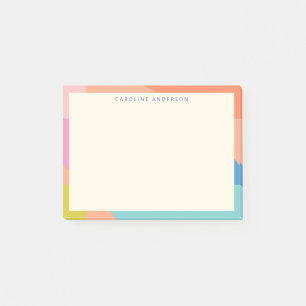 Colourful Geometric Border Personalized Name Post-it Notes