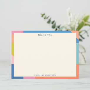 Colourful Geometric Border Personalized Name Thank You Card