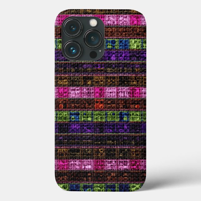 Colourful Geometric Burlap Rustic Look Case-Mate iPhone Case (Back)