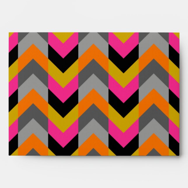 Colourful Geometric Chevron Pattern Envelopes (Front)
