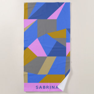 Colourful Geometric Colour Block Pattern Custom Na Beach Towel