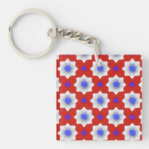 Colourful, geometric, cool, modern, trendy graphic keychain