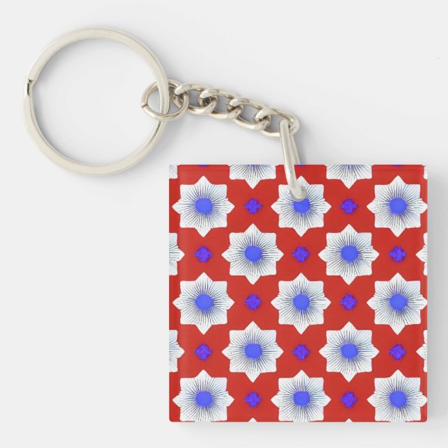 Colourful, geometric, cool, modern, trendy graphic keychain (Front)