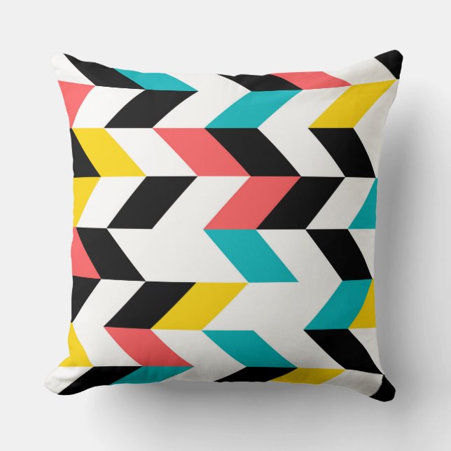 Colourful, geometric, cool, unique, trendy graphic throw pillow (Front)