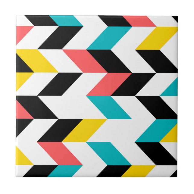 Colourful, geometric, cool, unique, trendy graphic tile (Front)
