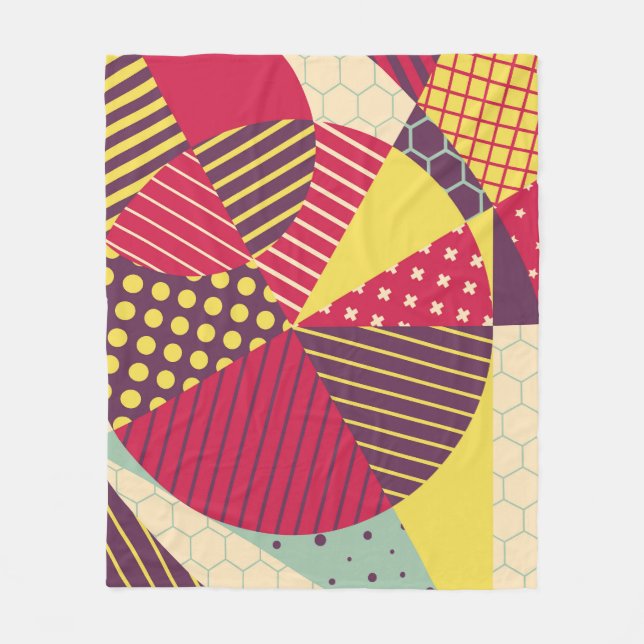 Colourful Geometric Design Abstract Fleece Blanket (Front)