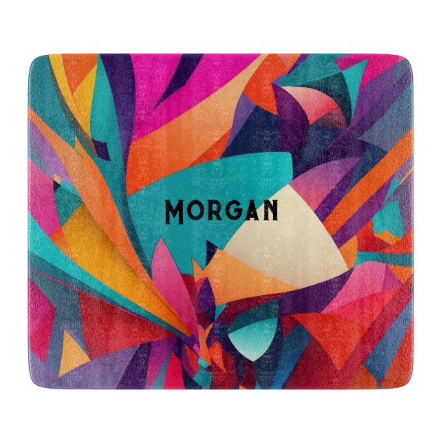 Colourful Geometric Design, Name or Monogram Cutting Board (Front)