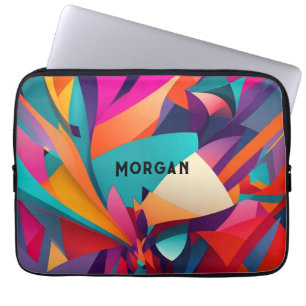 Colourful Geometric Design, Name or Monogram Laptop Sleeve