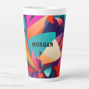 Colourful Geometric Design, Name or Monogram Latte Mug