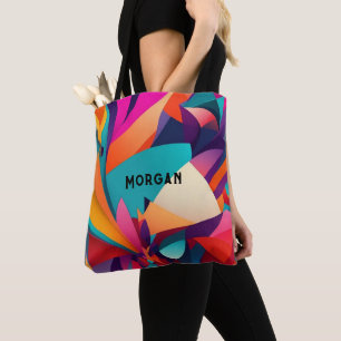 Colourful Geometric Design, Name or Monogram Tote Bag