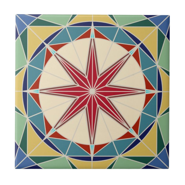 Colourful Geometric Design Tile (Front)