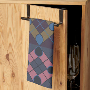 Colourful Geometric Diamond Pattern Kitchen Towel