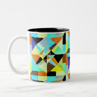 Colourful Geometric Diamond Pattern Rainbow Abstra Two-Tone Coffee Mug