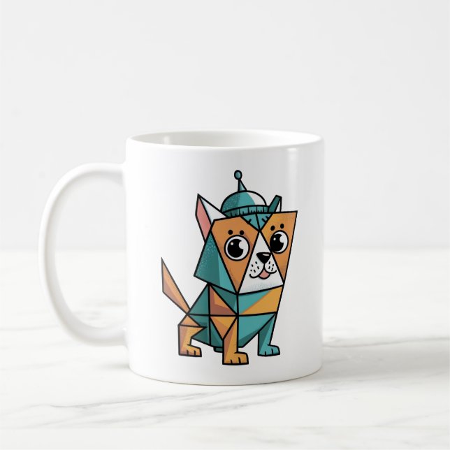 Colourful Geometric Dog Coffee Mug (Left)