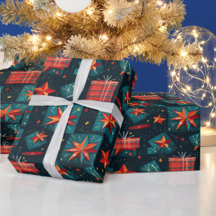 Colourful geometric festive wrapping paper