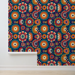 Colourful Geometric Floral Pattern Design Wallpaper
