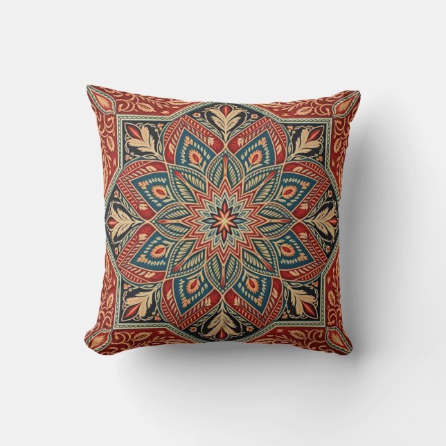 Colourful Geometric Floral Pattern for Art & Decor Throw Pillow (Front)
