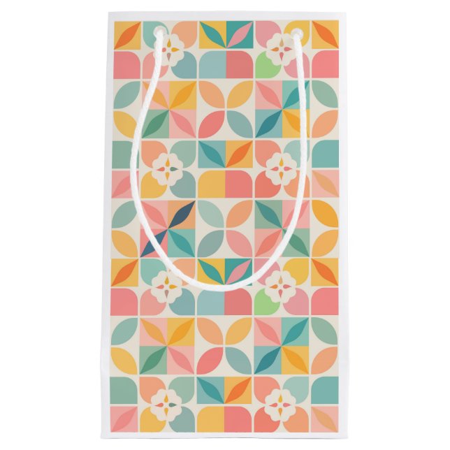 Colourful Geometric Floral Pattern Gift Bag (Front)