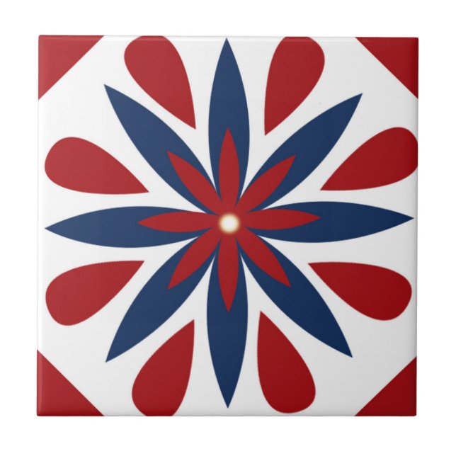 Colourful Geometric Floral Pattern Tile (Front)